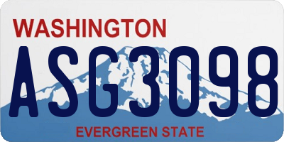 WA license plate ASG3098