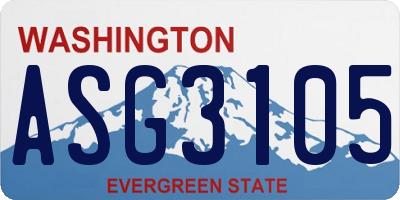 WA license plate ASG3105