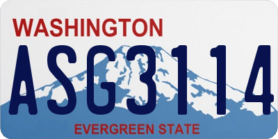 WA license plate ASG3114
