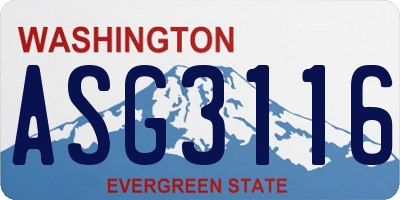 WA license plate ASG3116