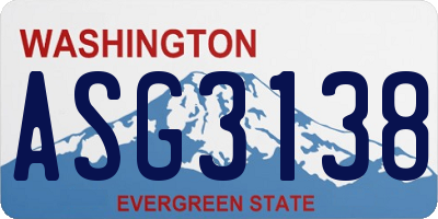 WA license plate ASG3138