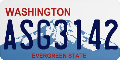 WA license plate ASG3142