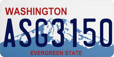 WA license plate ASG3150