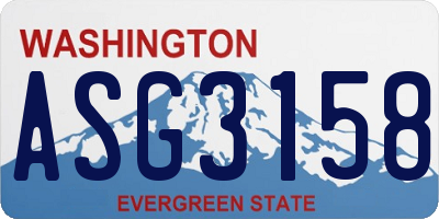 WA license plate ASG3158