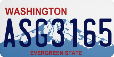 WA license plate ASG3165