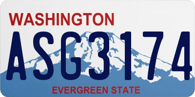 WA license plate ASG3174
