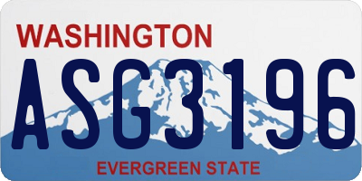 WA license plate ASG3196