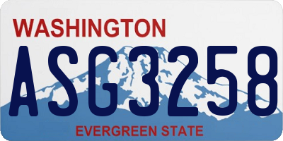 WA license plate ASG3258