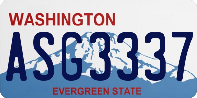 WA license plate ASG3337