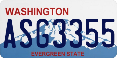 WA license plate ASG3355