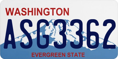 WA license plate ASG3362