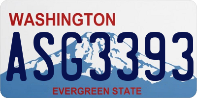 WA license plate ASG3393