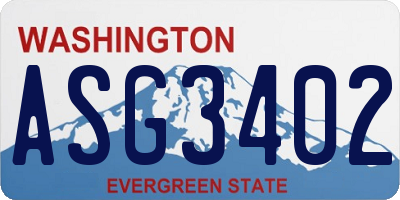 WA license plate ASG3402