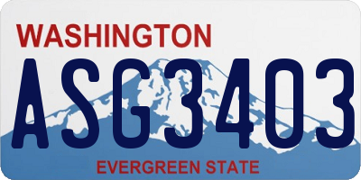 WA license plate ASG3403