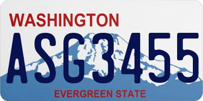 WA license plate ASG3455