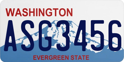 WA license plate ASG3456