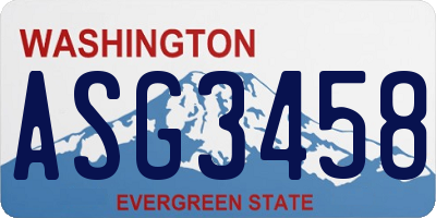 WA license plate ASG3458