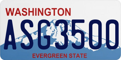 WA license plate ASG3500
