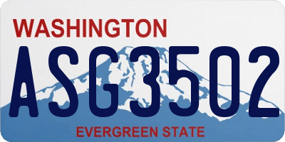 WA license plate ASG3502