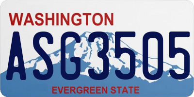 WA license plate ASG3505
