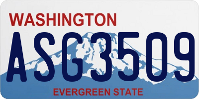 WA license plate ASG3509