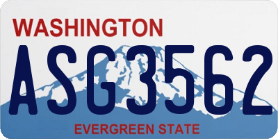 WA license plate ASG3562