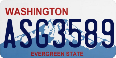 WA license plate ASG3589