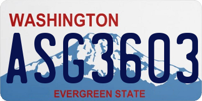 WA license plate ASG3603