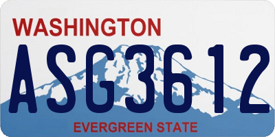 WA license plate ASG3612