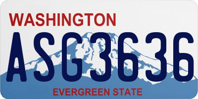 WA license plate ASG3636