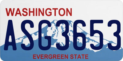 WA license plate ASG3653