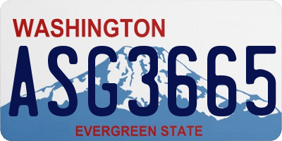 WA license plate ASG3665