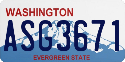WA license plate ASG3671