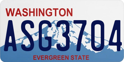 WA license plate ASG3704