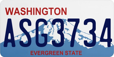 WA license plate ASG3734