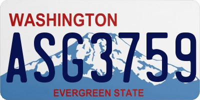 WA license plate ASG3759