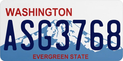 WA license plate ASG3768