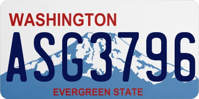 WA license plate ASG3796