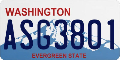 WA license plate ASG3801