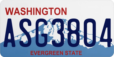 WA license plate ASG3804