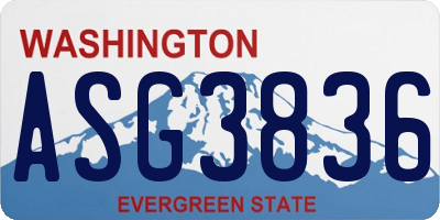 WA license plate ASG3836
