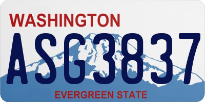 WA license plate ASG3837
