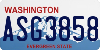 WA license plate ASG3858