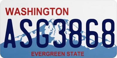 WA license plate ASG3868