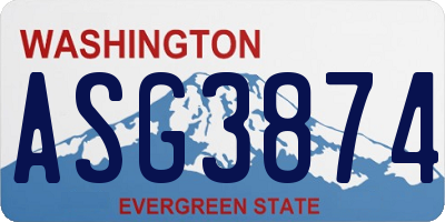 WA license plate ASG3874