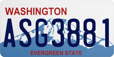 WA license plate ASG3881