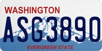 WA license plate ASG3890