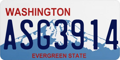 WA license plate ASG3914