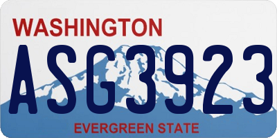 WA license plate ASG3923