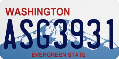 WA license plate ASG3931